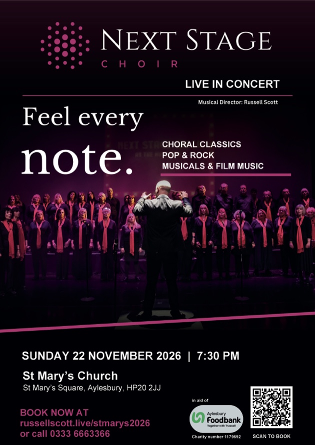 Feel every note — Next Stage Choir concert at St Mary’s Church, Aylesbury, 22 November 2026 at 7:30pm